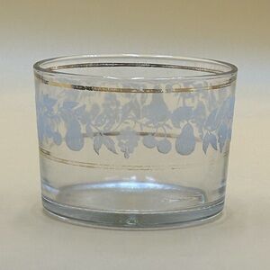 Vintage MCM frosted glass ice bucket pears, grapes , cherries, New Year’s Eve